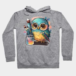 Super Cute Artist Owl Hoodie